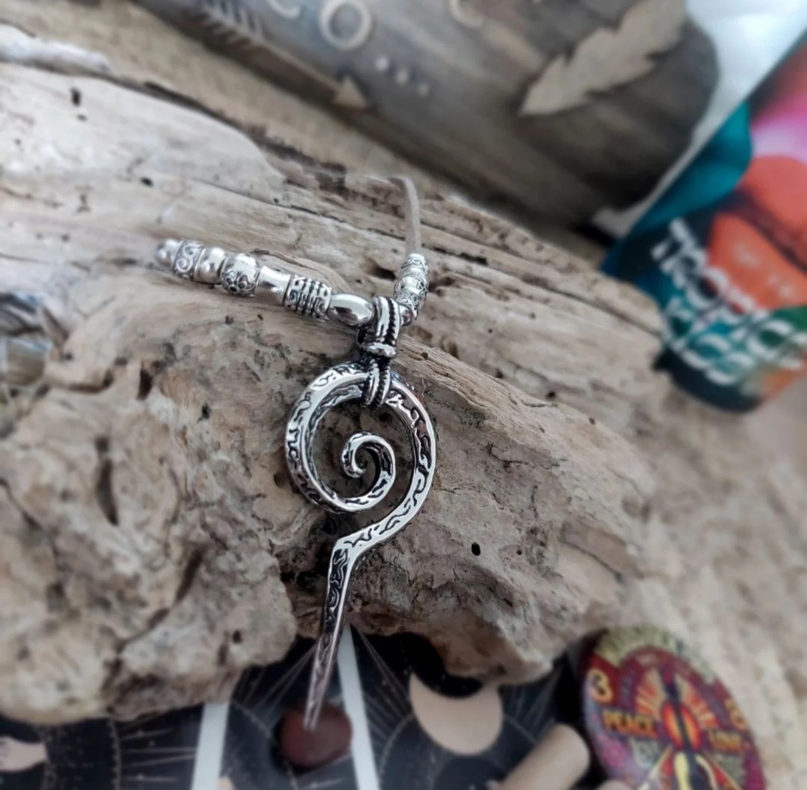 Colar espiral boho-rock?, colar bege – photo 8